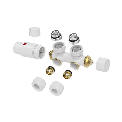 Set thermostatisch onderblok haaks links/rechts glans wit