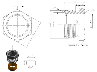 knelset 1/2x15mm vernikkeld