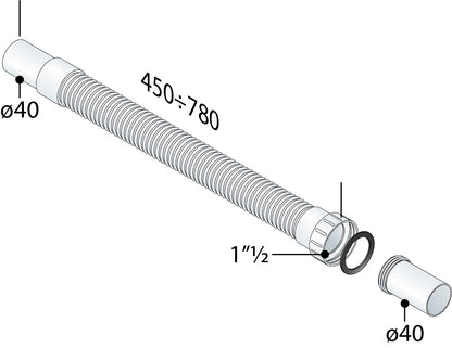 Flexibele buis Moduloflex 6/4''x40 mm lengte 45-78 cm