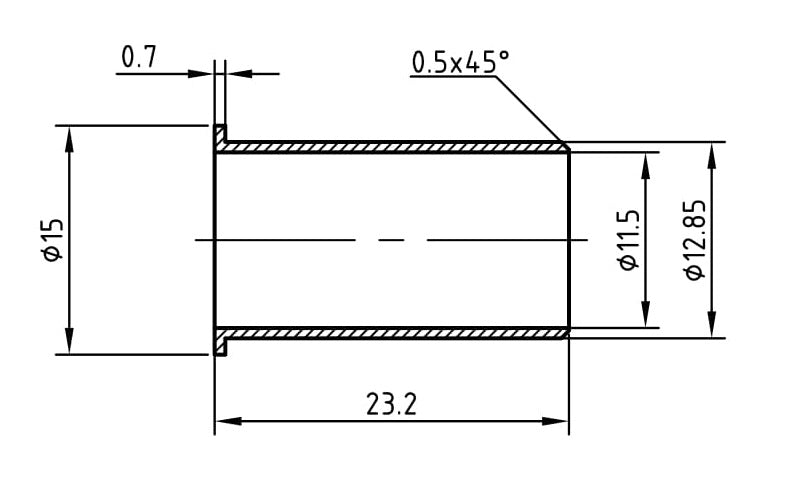 1283 steunhuls 15mm x 1.0
