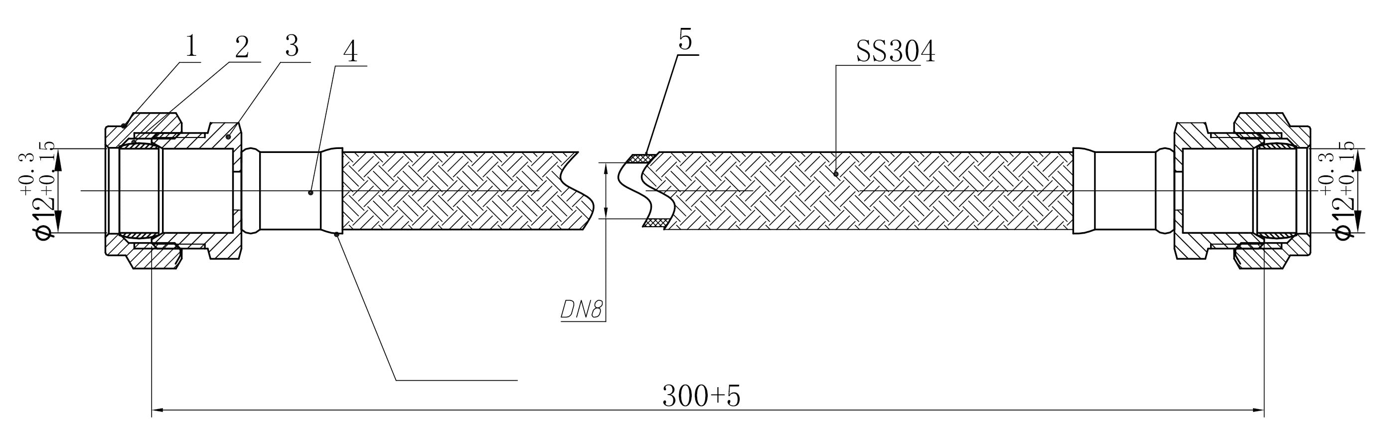 Flexibele aansluitslang 12mm knel x 12mm knel 30 cm RVS