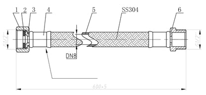 Flexibele aansluitslang 1/2" bi x 1/2" bu 60 cm RVS