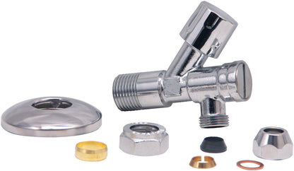 Hoekstopkraan met filter 1/2" of 15 mm x 3/8" of knel 10 mm chroom