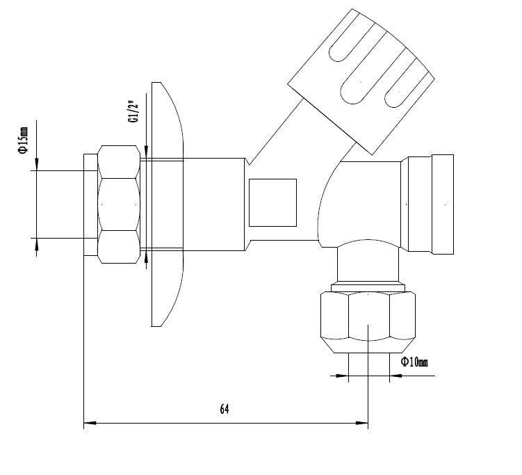 Hoekstopkraan met filter 1/2" of 15 mm x 3/8" of knel 10 mm chroom