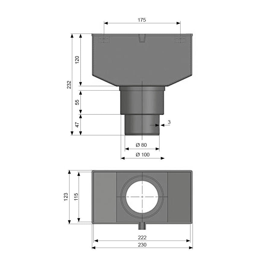 HWA vergaarbak 80/100 mm PVC
