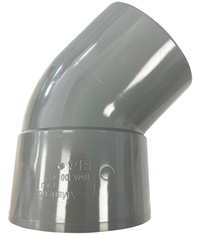 HWA bocht mof 100 mm x verjongde spie 100 mm 45 graden PVC