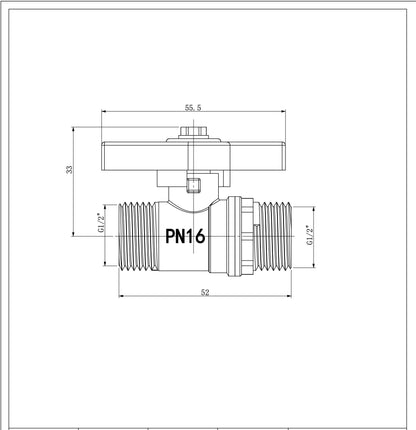 Kogelstopkraan met vlindergreep draad 1/2"M