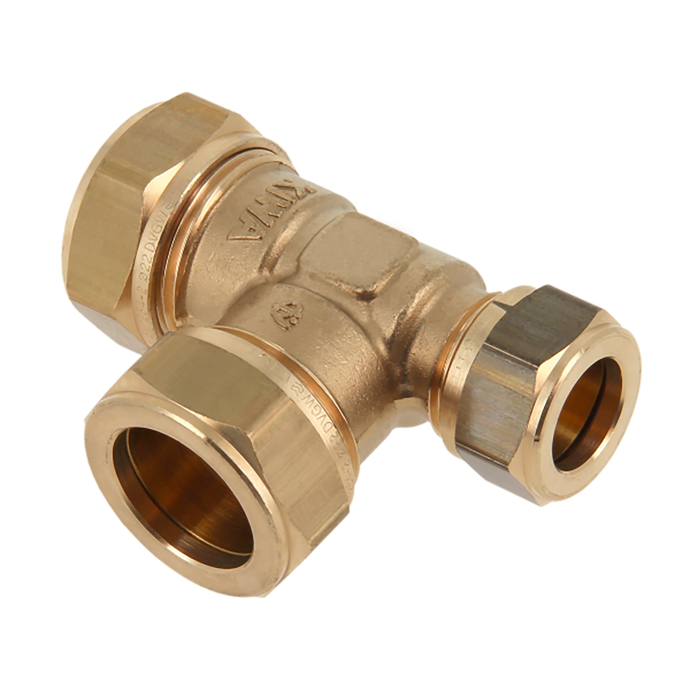 T-koppeling messing Kiwa Gastec 15 mm x 15 mm x 12 mm knel