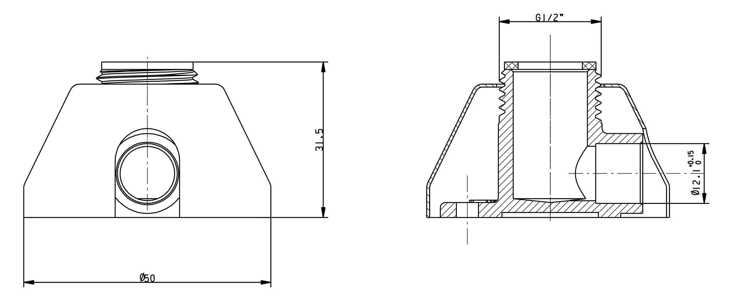 Muurplaatkoppeling 1/2" x 12 mm met rozetten 2 stuks chroom