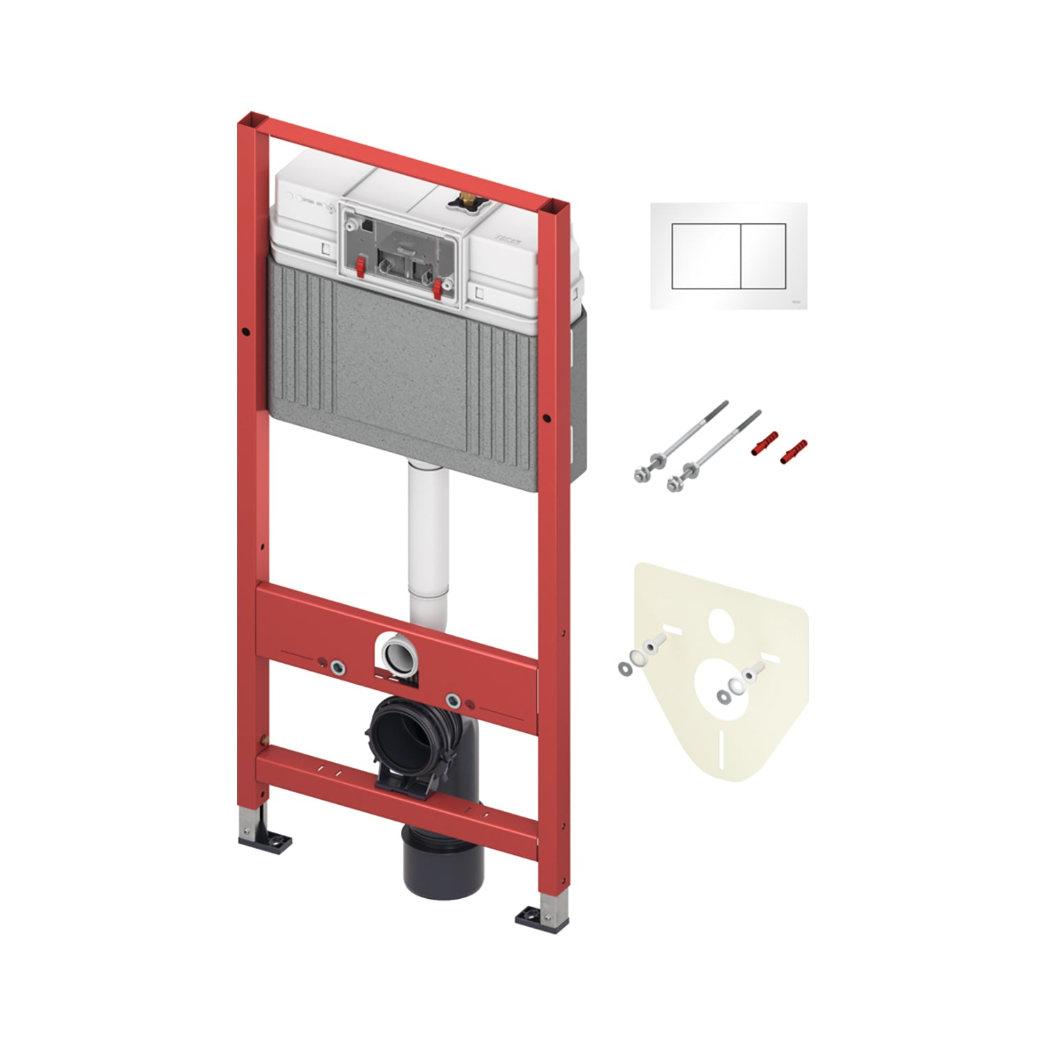 Tecebase eco/werfmodel wc-inbouwframe met reservoir en bedieningsplaat tecenow wit
