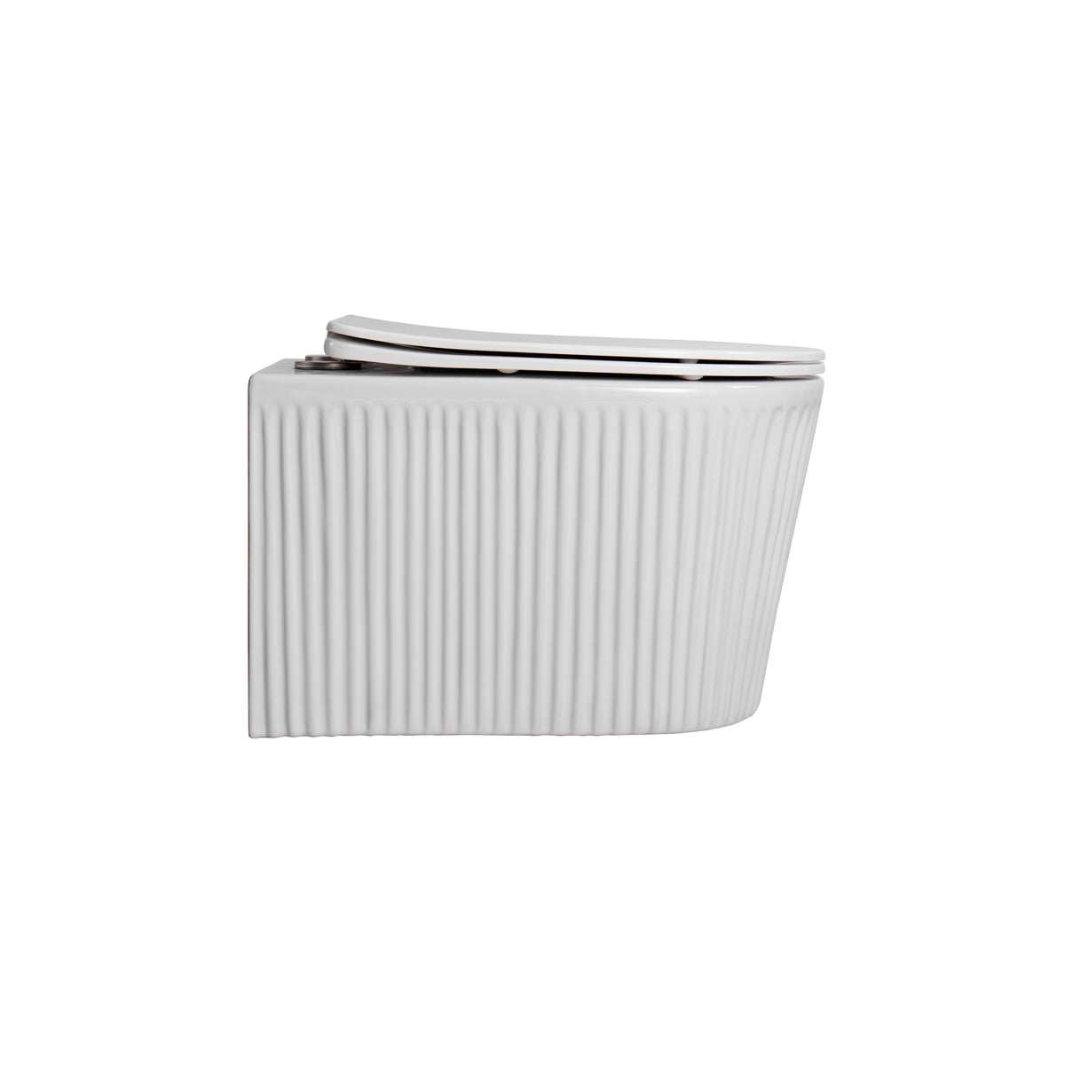 Muffly hangtoilet met ribbel - randloos - tornado flush - met zitting - duroplast - soft close - quick release - keramiek - 36,5x52x34,6 cm - glanzend wit