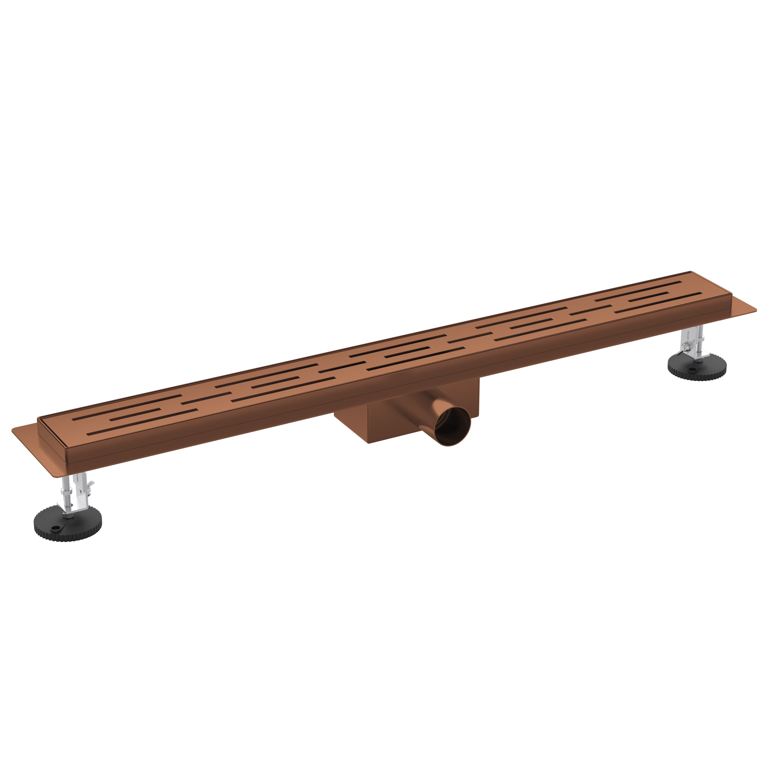 Aloni douchegoot - met rooster - compleet - 90cm - geborsteld koper