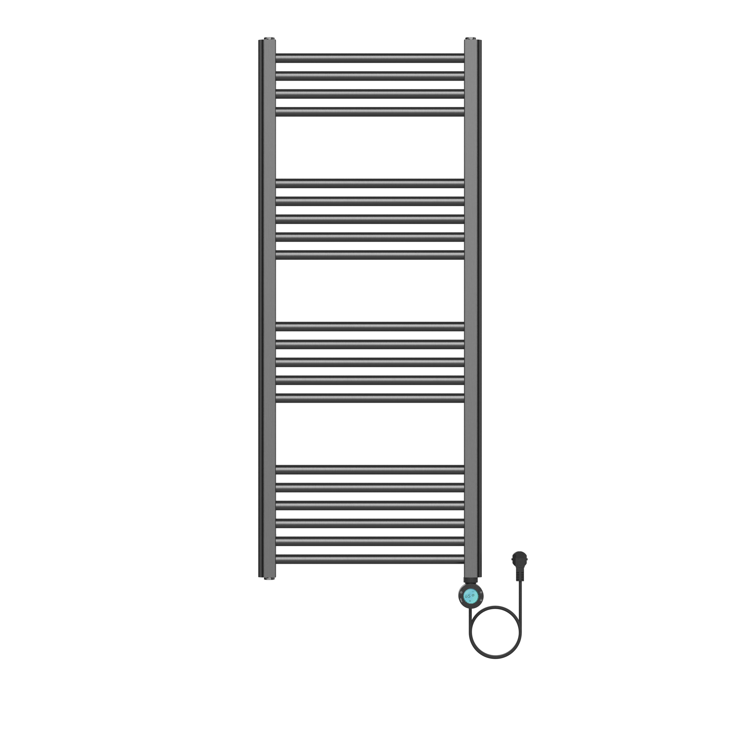 Belrad elektrische handdoekdroger - met digitale, programeerbare thermostaat - smart wifi - aansluiting rechts - 700w - 1200x500 mm - gunmetal