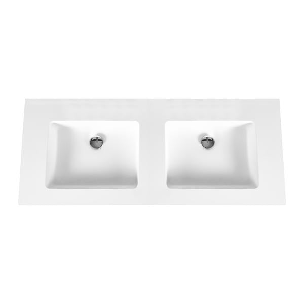Aloni solid surface dubbele wastafel zonder kraangat (120cm) - wit