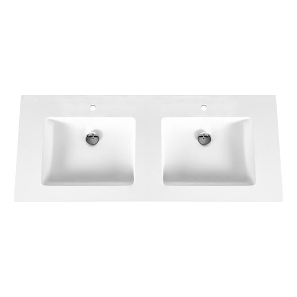 Aloni solid surface dubbele wastafel (160cm) - wit