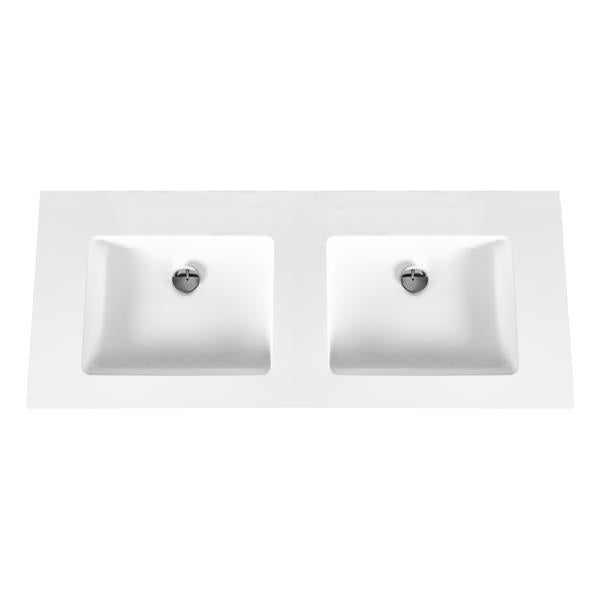 Aloni solid surface dubbele wastafel zonder kraangat (160cm) - wit