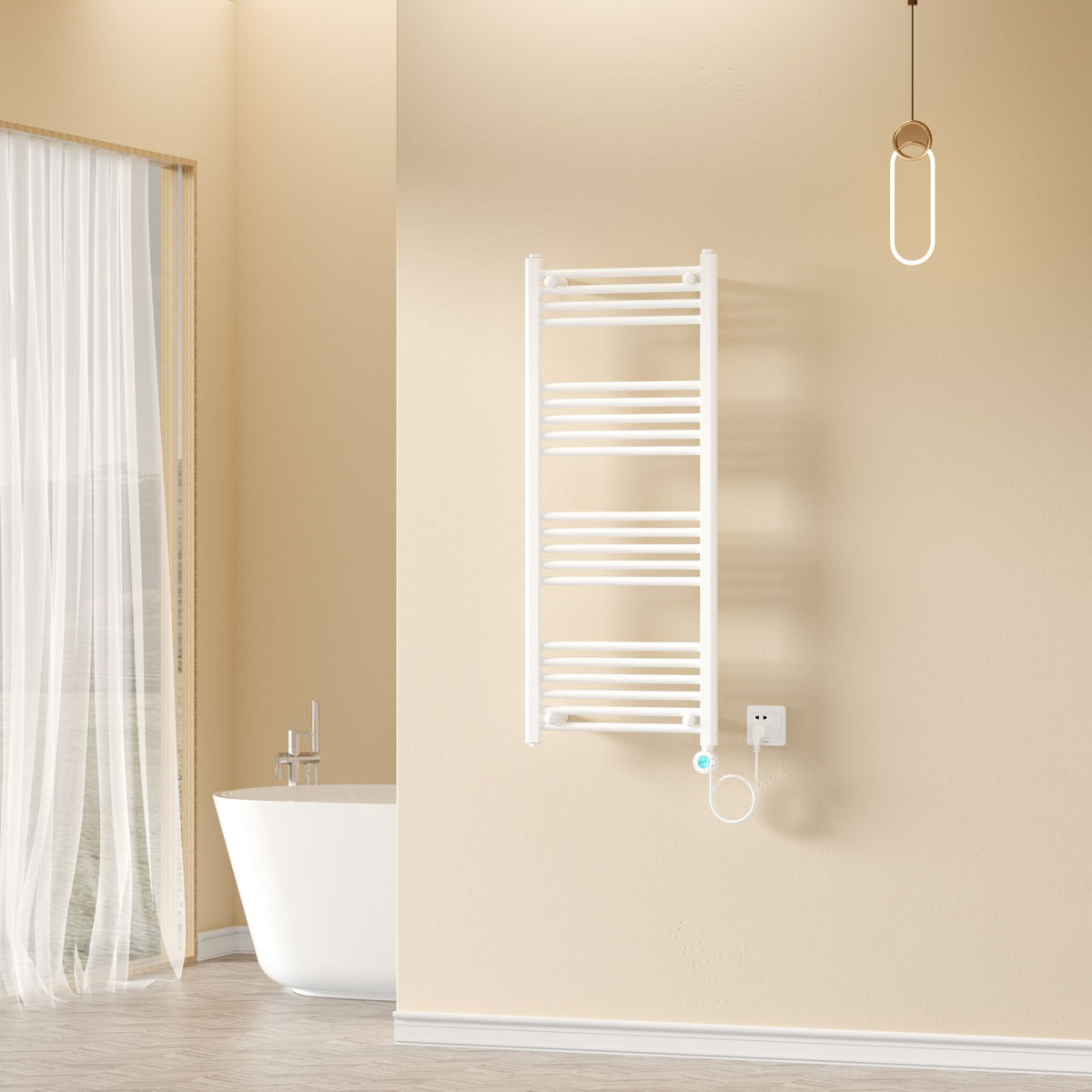 Belrad elektrische handdoekdroger - met digitale, programeerbare thermostaat - smart WiFi - aansluiting rechts - 700 w - 1200