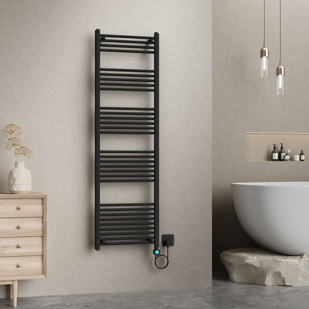 Belrad elektrische handdoekdroger - met digitale, programeerbare thermostaat - smart WiFi - aansluiting rechts - 1000 w - 180