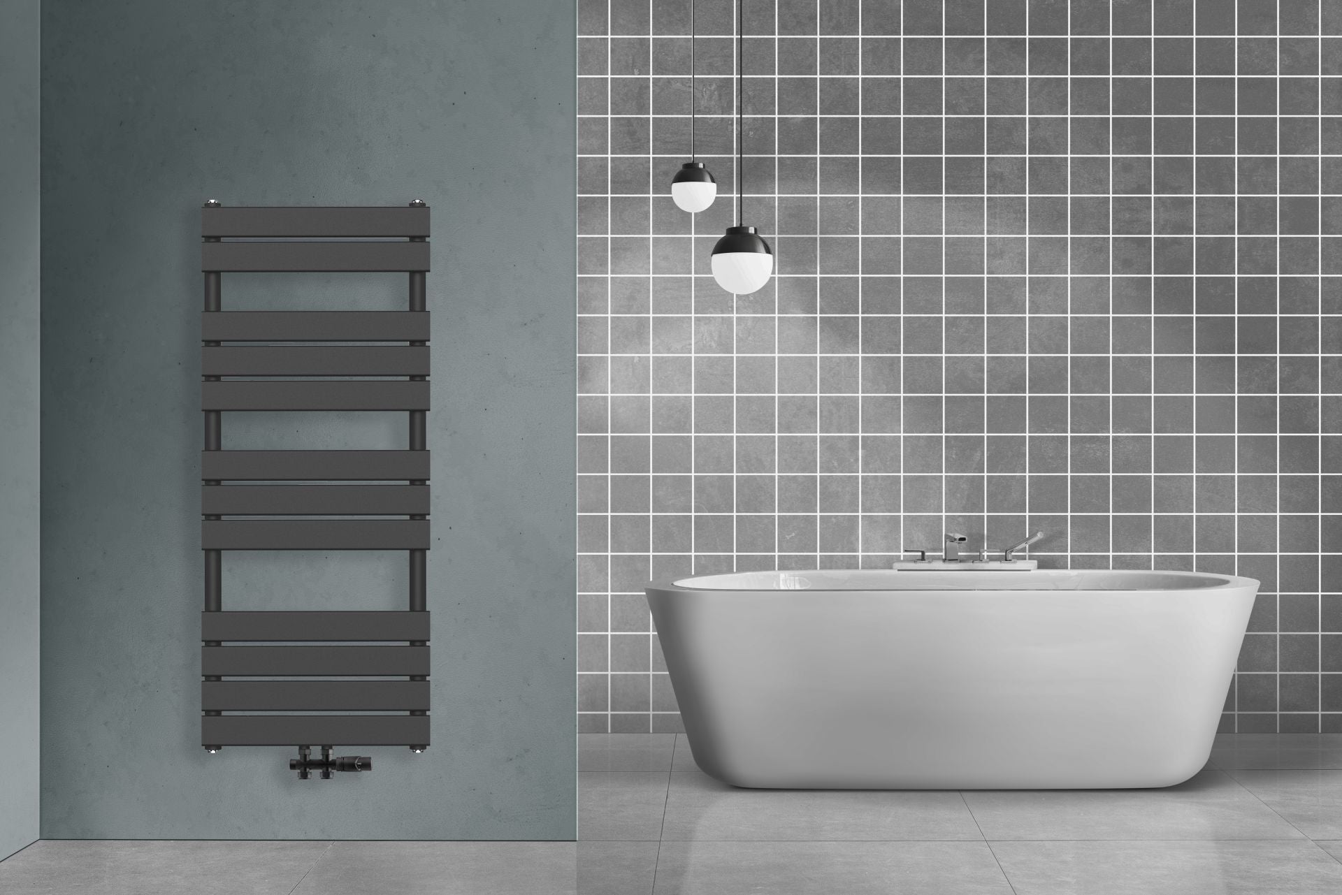 Belrad Handdoek radiator midden aansluiting zwart 1600x500-791w