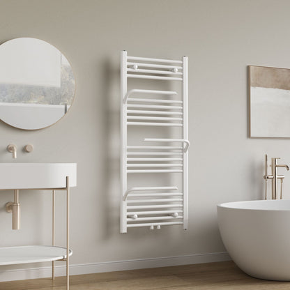 Belrad handdoekradiator - met handdoekhouder - links-rechts/middenaansluiting - 1200 x 500 mm - glanzend wit