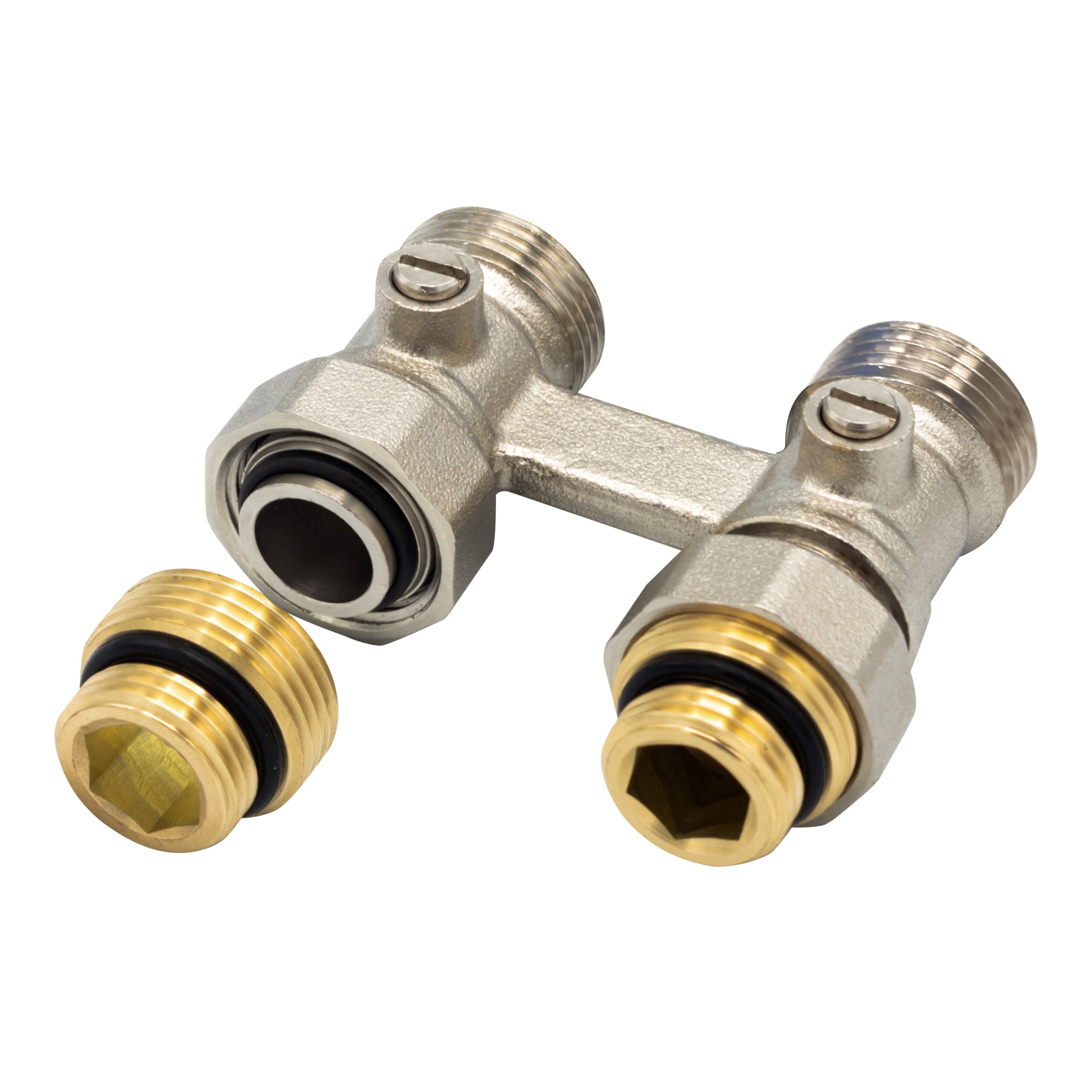 Aansluitblok met vloeraansluiting 3/4ek-1/2-mm