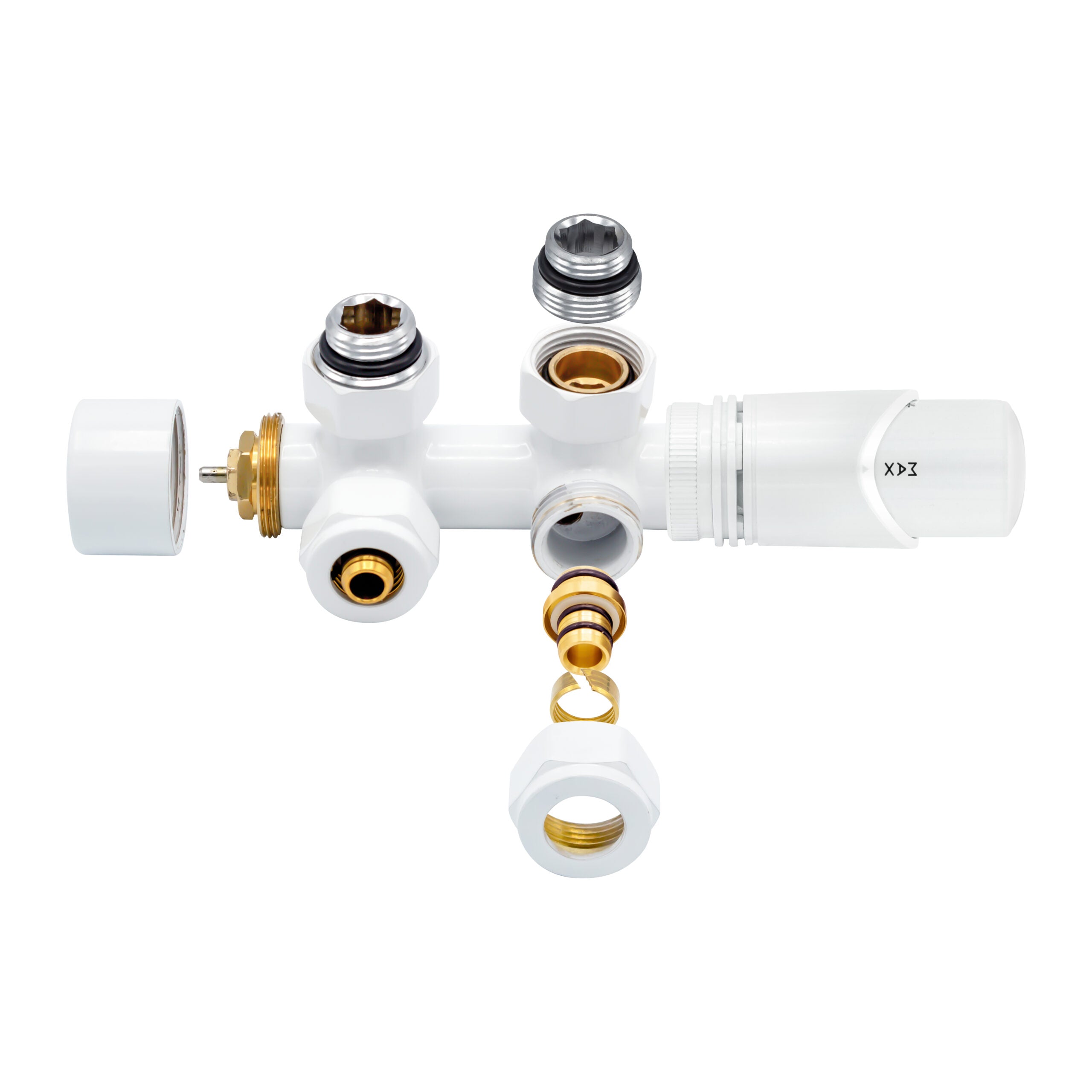 Middenaansluitset muur wit m30x16/2