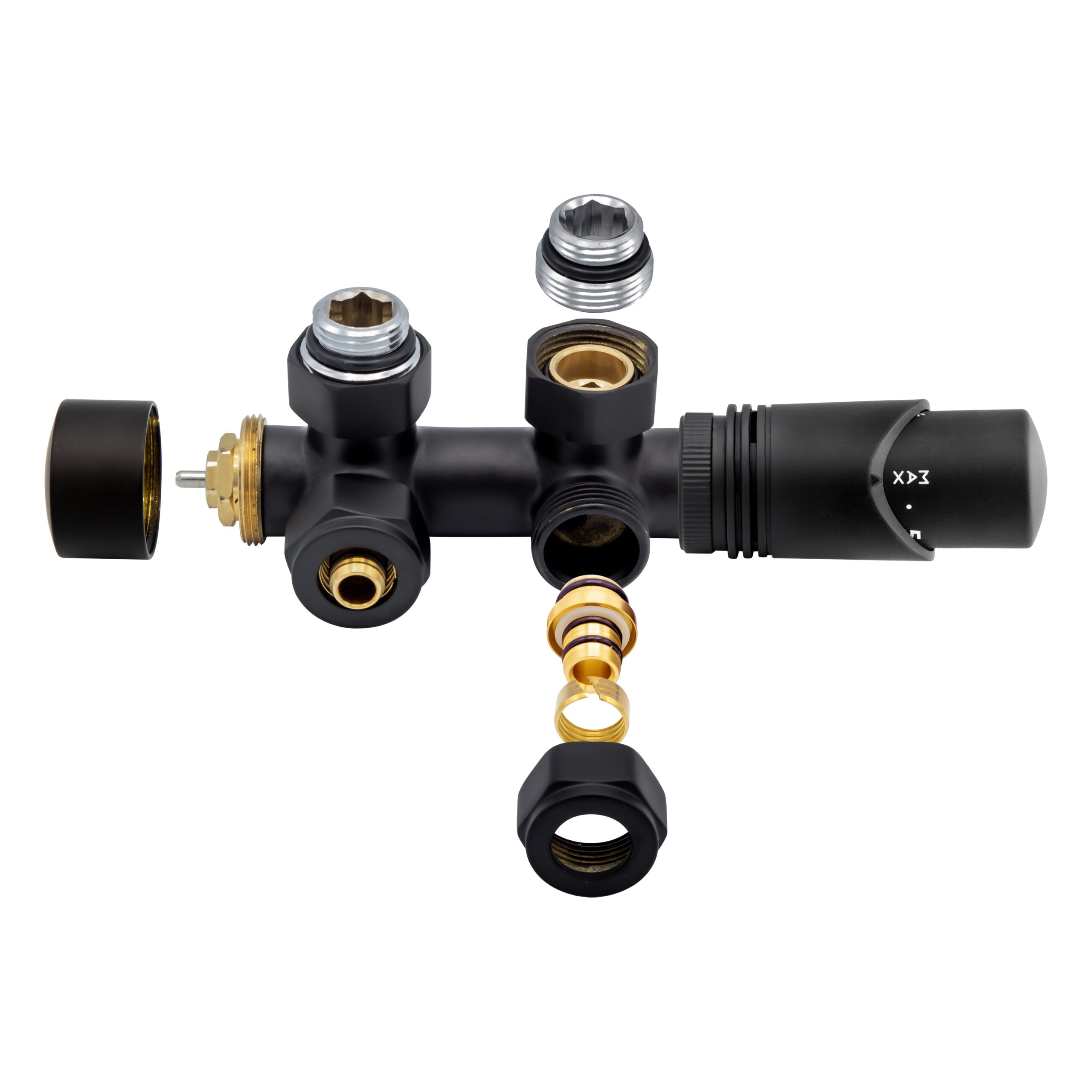 Middenaansluitset muur zwart m30x16/2