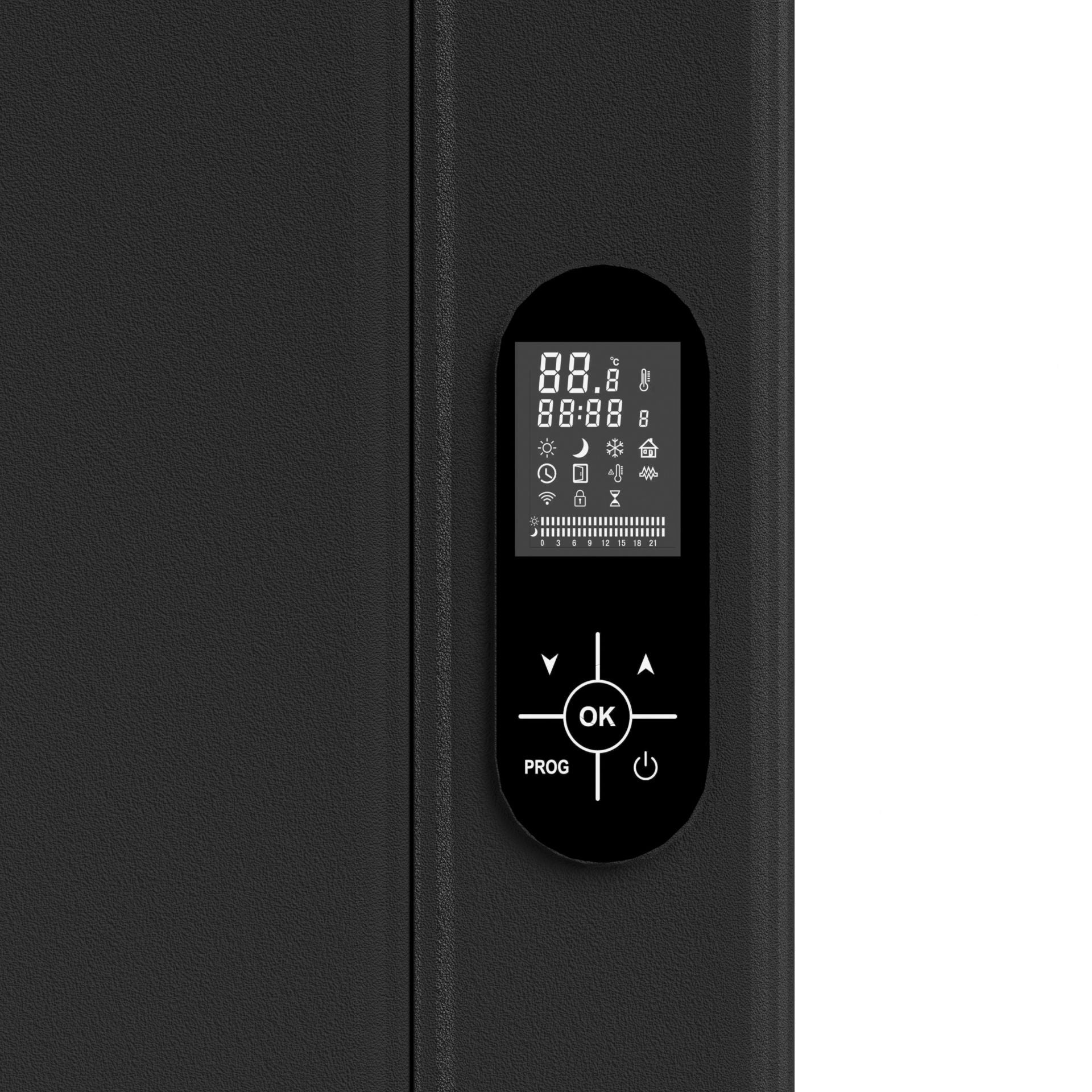 BELRAD ELEKTRISCHE RADIATOR - MET DIGITALE PROGRAMEERBARE THERMOSTAAT - SMART WIFI - 2000W - 1600X608X90 MM - MAT ZWART