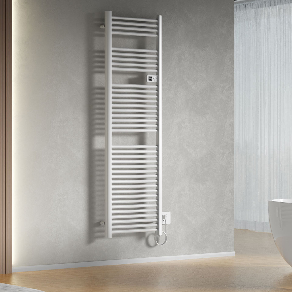 Belrad elektrische handdoekdroger - met digitale programeerbare thermostaat - smart WiFi - 1000 w - 1800 x 540x133 mm - glanz