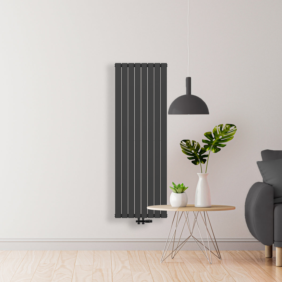 Belrad Verticaal vierkant dubbelzijdig zwart 1800x608 middenaansluiting-2164w