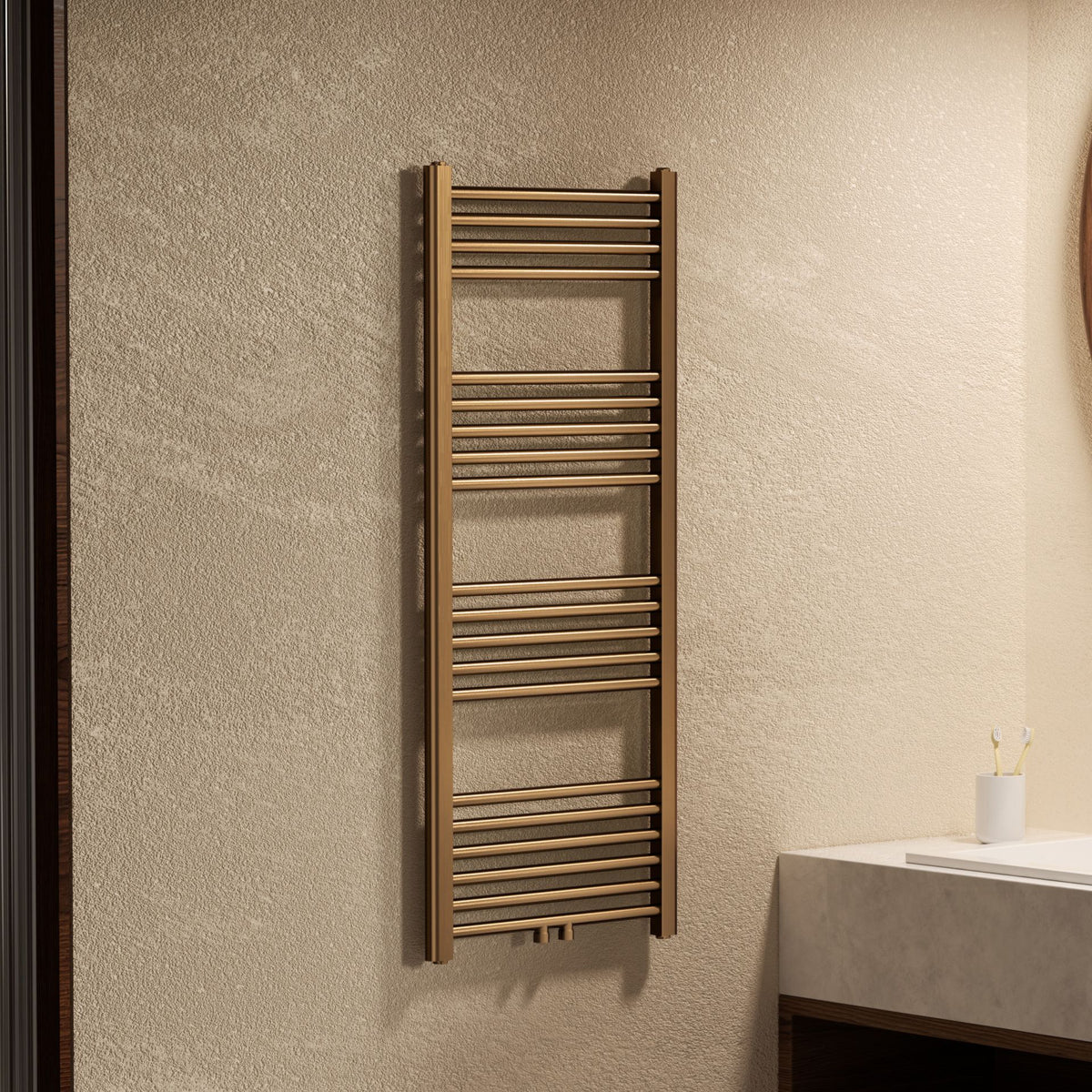 Belrad handdoekdroger - links-rechts/middenaansluiting - 537 watt - 1200 x 500 mm - geborsteld bruin brons
