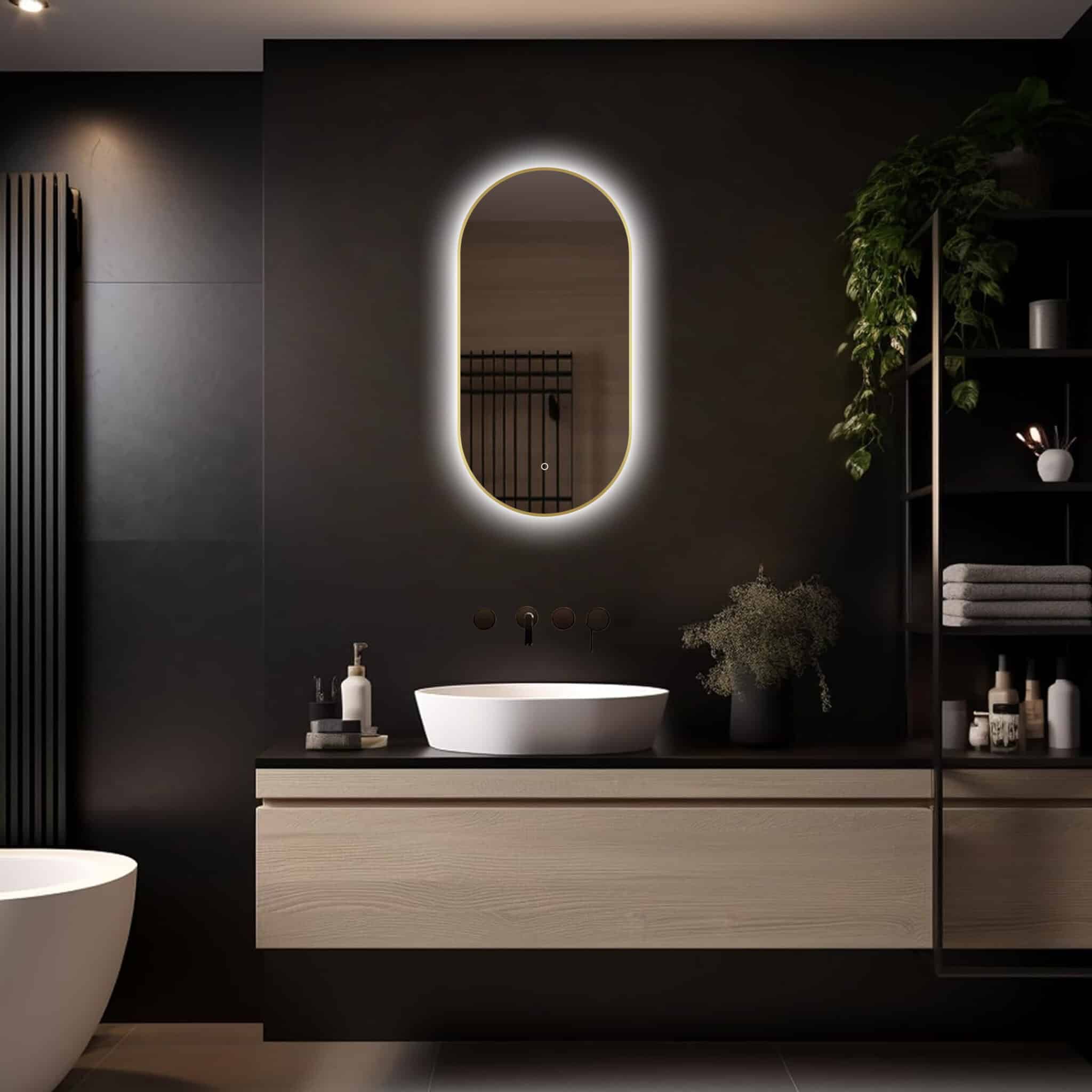 Badkamerspiegel Aurelia 40x80, met gouden lijst