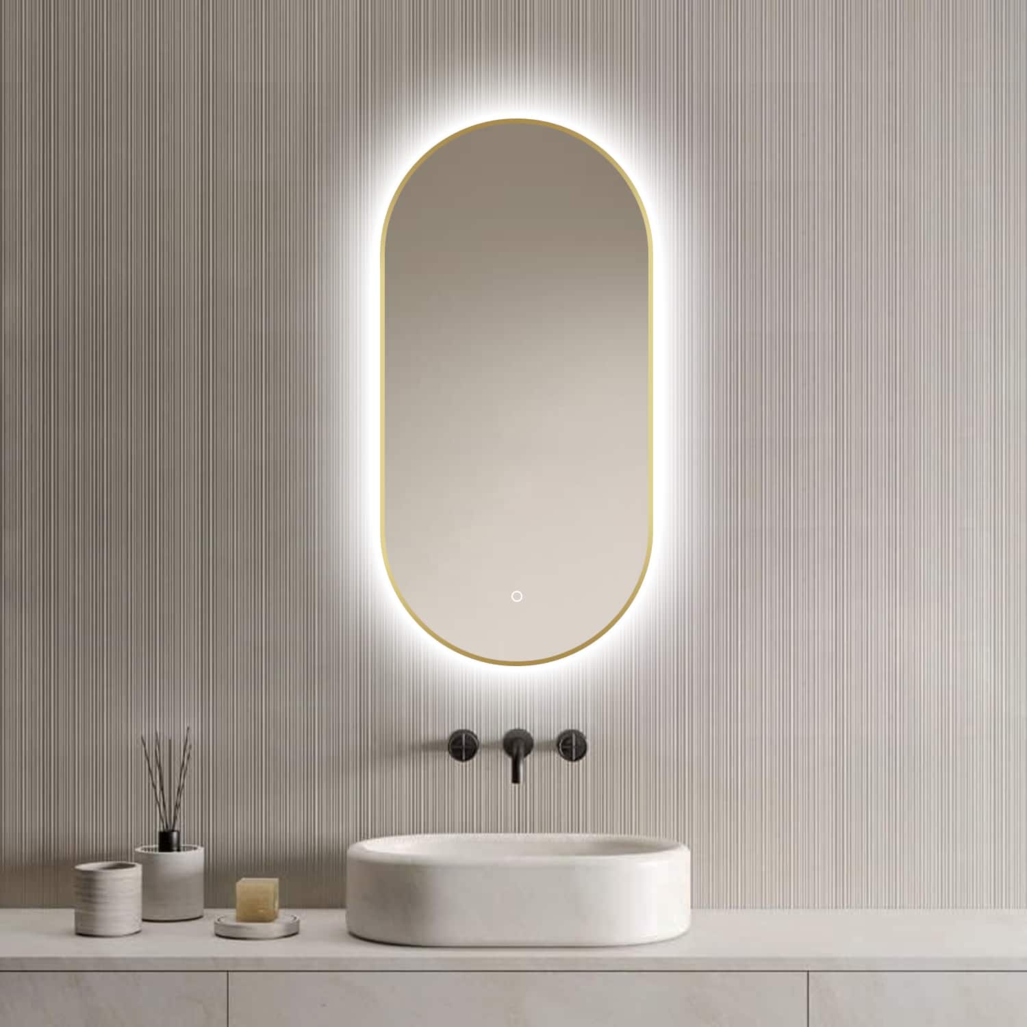 Badkamerspiegel Aurelia 40x80, met gouden lijst