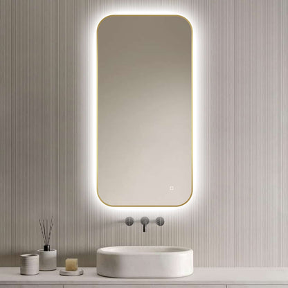 Badkamerspiegel Milano 100x50 , met gouden lijst.
