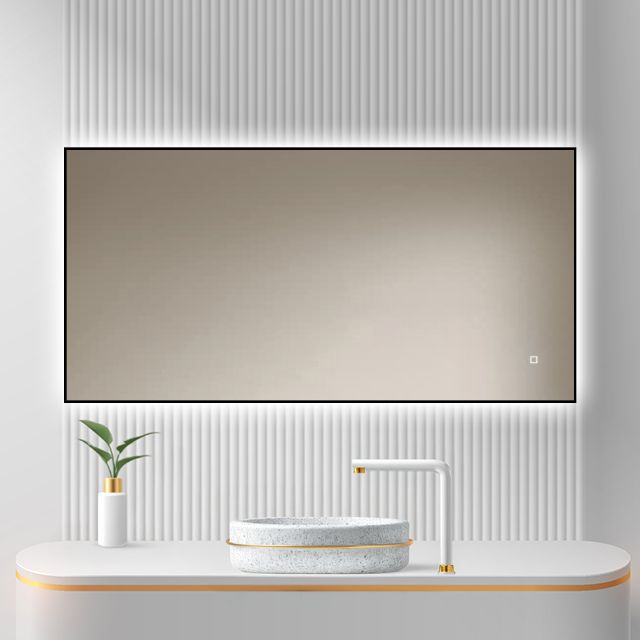 Badkamerspiegel Sorento 120x60, met zwarte lijst