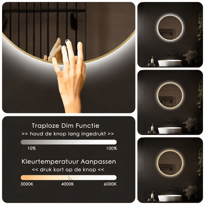 Badkamerspiegel Aurora 80x80, met Gouden Lijst