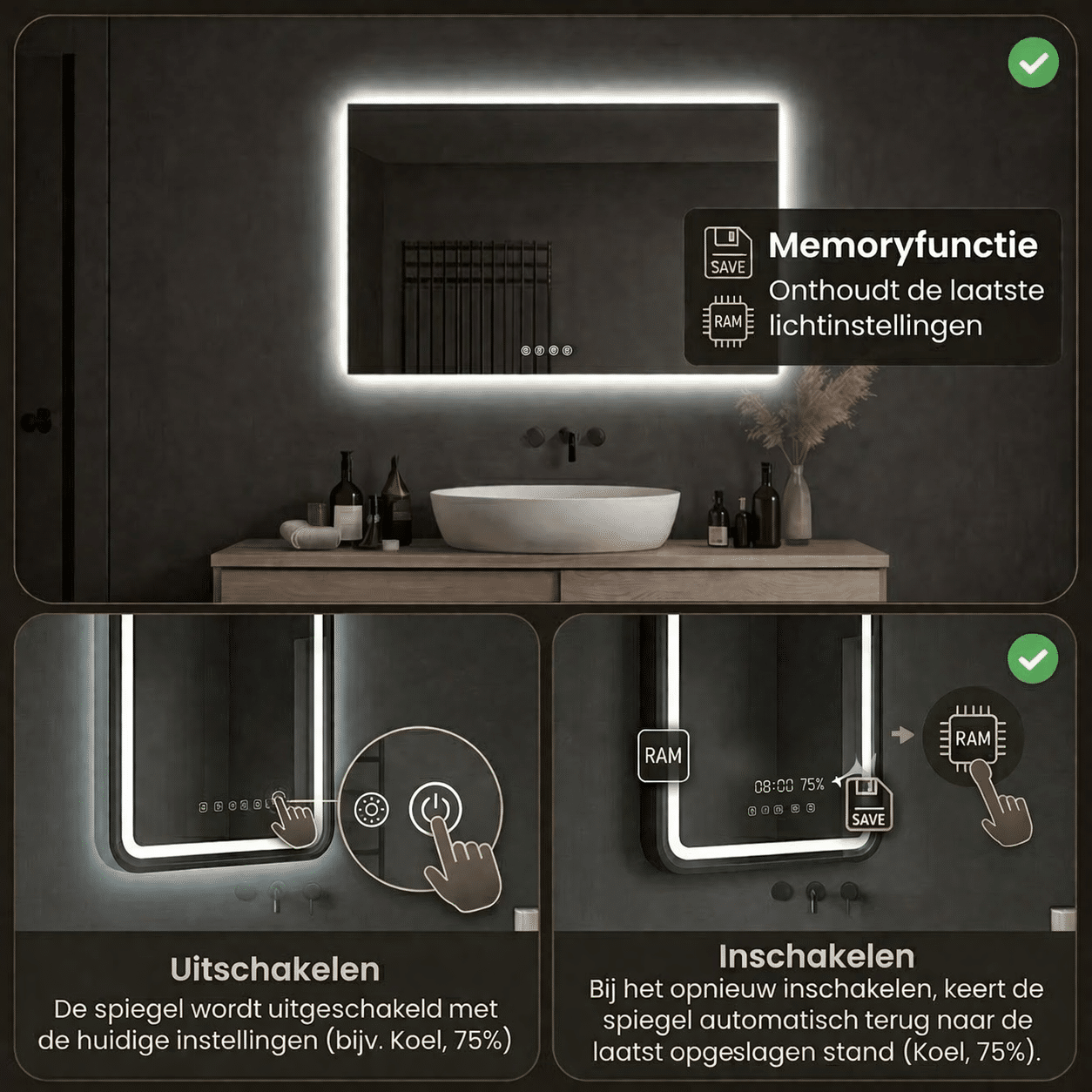 Badkamerspiegel Lorina 120x80