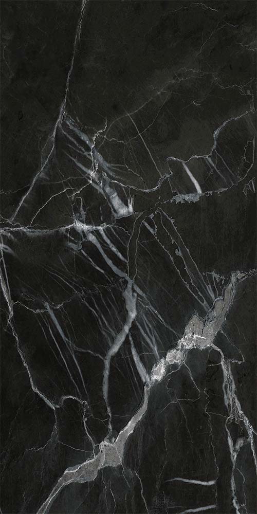 Isodeco SPC Marmer Plaat Wandpaneel Nero Marquina Mat Zwart Grijs