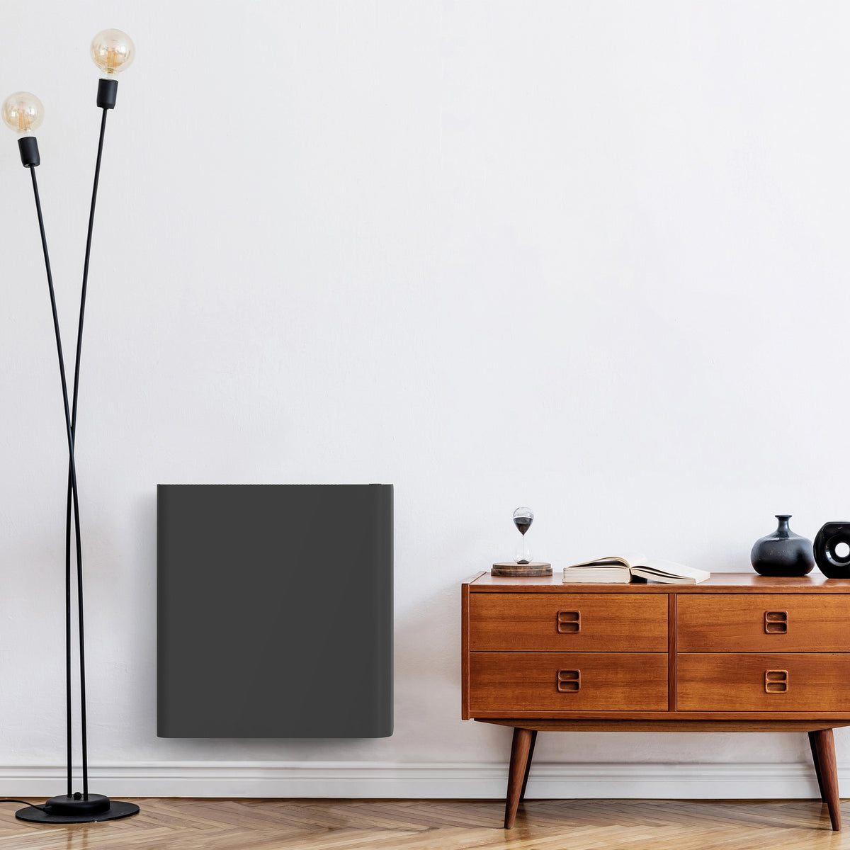 Stelrad Cloud elektrische radiator antracietgrijs, sfeerbeeld