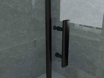 Aloni douchecabine met draaideur en zijwand - met anti-kalk behandeling - omkeerbaar - 6mm veiligheidsglas - 80x80x190 cm - mat zwart - helder glas