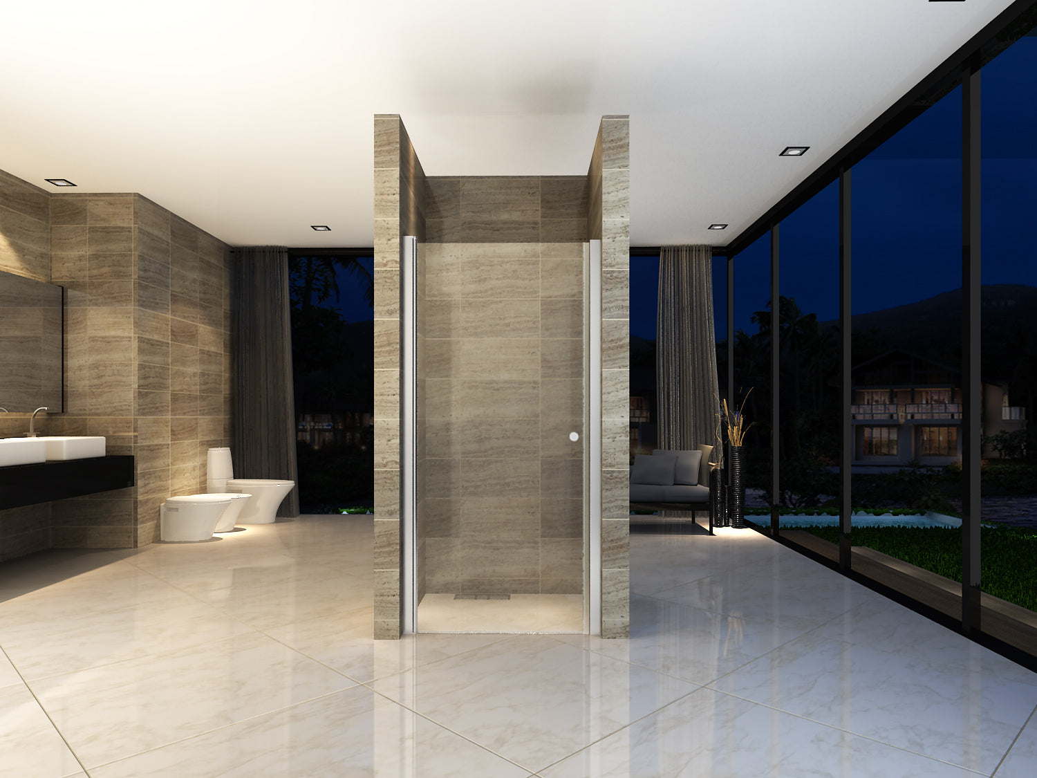 Aloni douchedeur in nis 6mm (87-91x190cm)