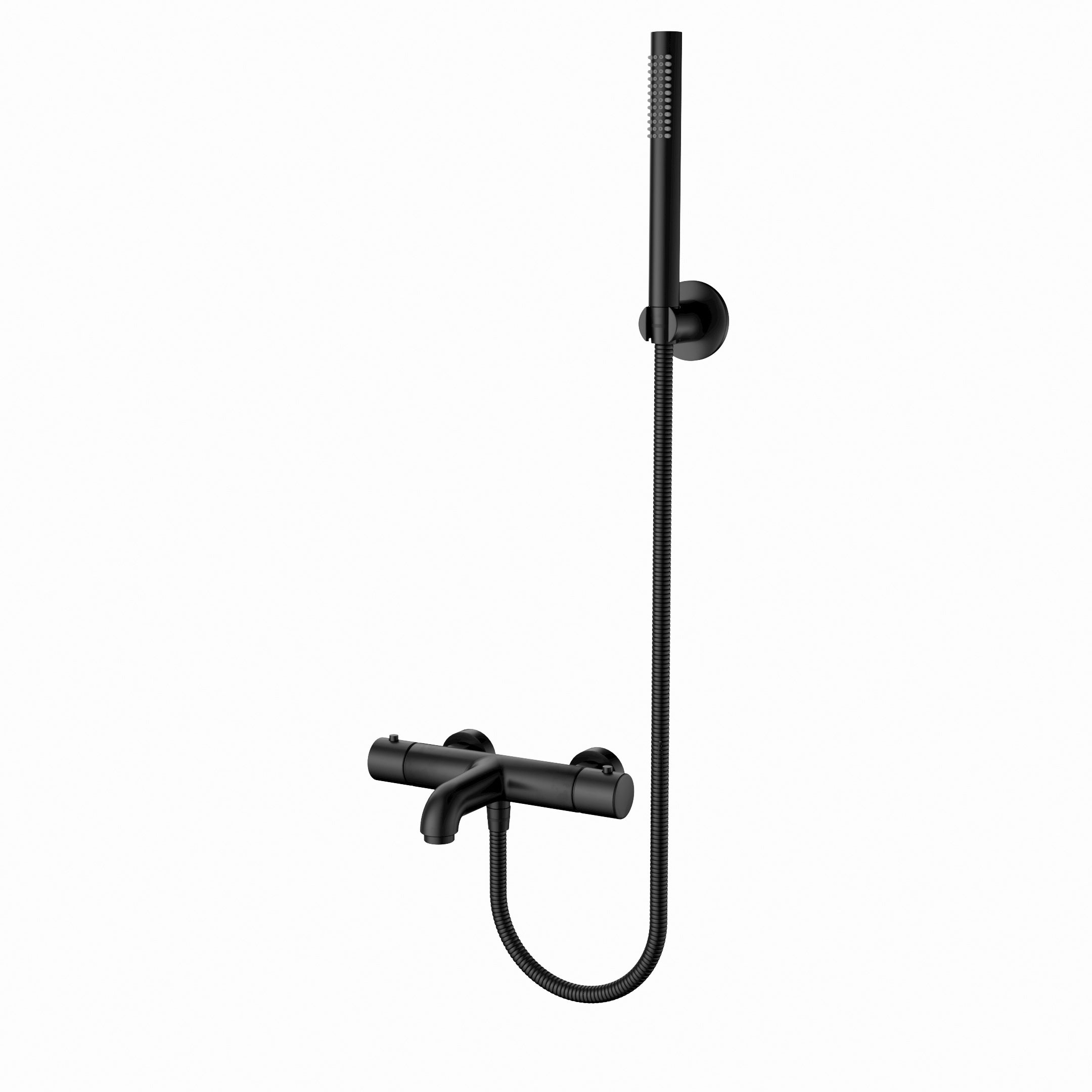Aloni bad- en douchemengkraan - thermostatisch - met doucheslang 150 cm, handdouche en wandhouder - mat zwart