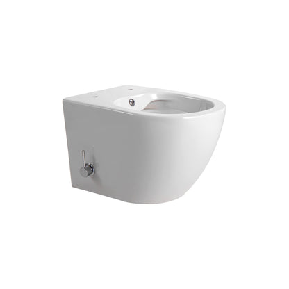 Darlo hangtoilet met bidet - randloos - met bidetkraan koud water - zonder zitting - compact 49 cm - glanzend wit