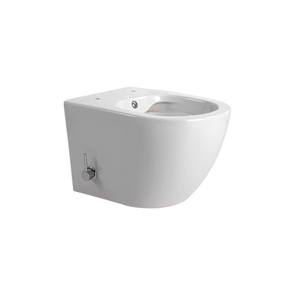 Darlo hangtoilet met bidet - randloos - met bidetkraan koud en warm water - zonder zitting - compact 49 cm - glanzend wit