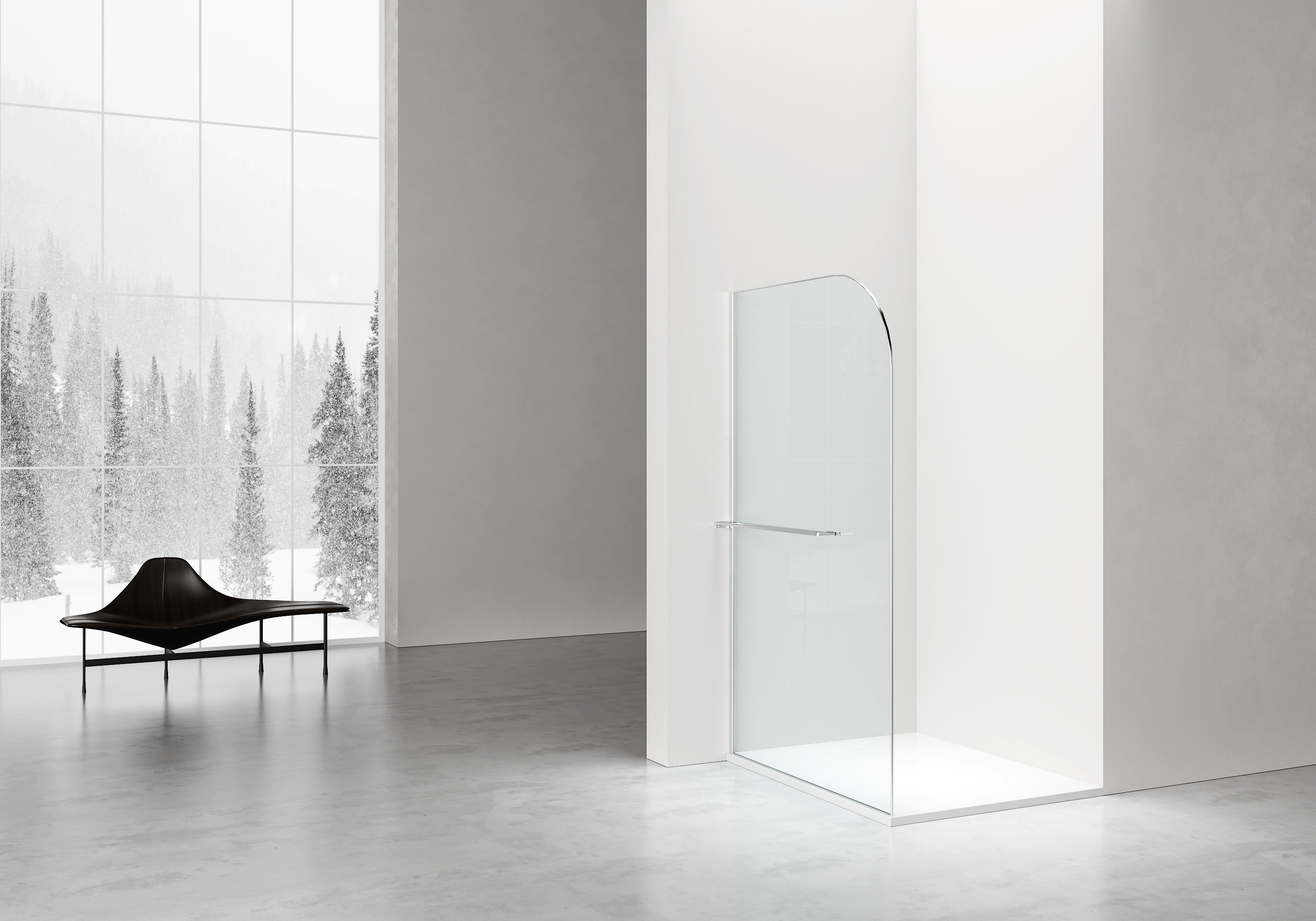 Curvy inloopdouche met handdoekhouder - gebogen - met anti-kalkbehandeling - omkeerbaar - 8mm veiligheidsglas - 120x200cm - chroom - helder glas