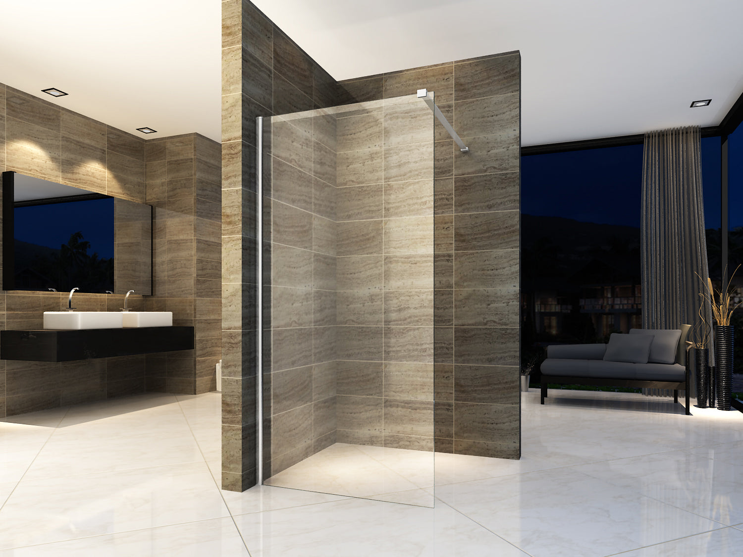 Aloni inloopdouchewand 8mm (70x200cm)