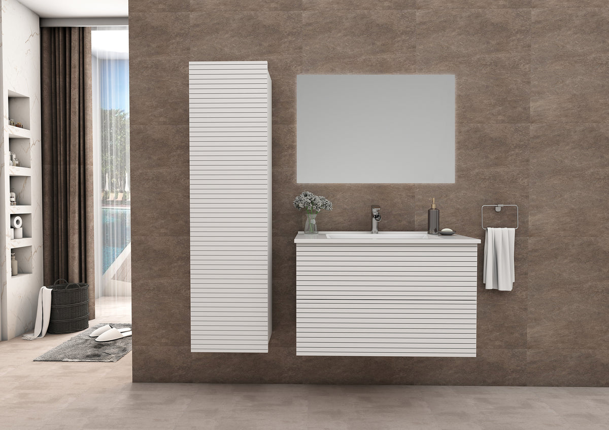 Aloni Elite onderkast met horizontaal reliëf (60cm) - mat wit