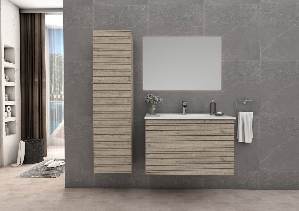 Aloni Elite onderkast met horizontaal reliëf (60cm) - licht hout