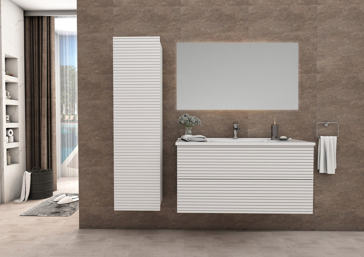 Aloni Elite onderkast met horizontaal reliëf (80cm) - mat wit