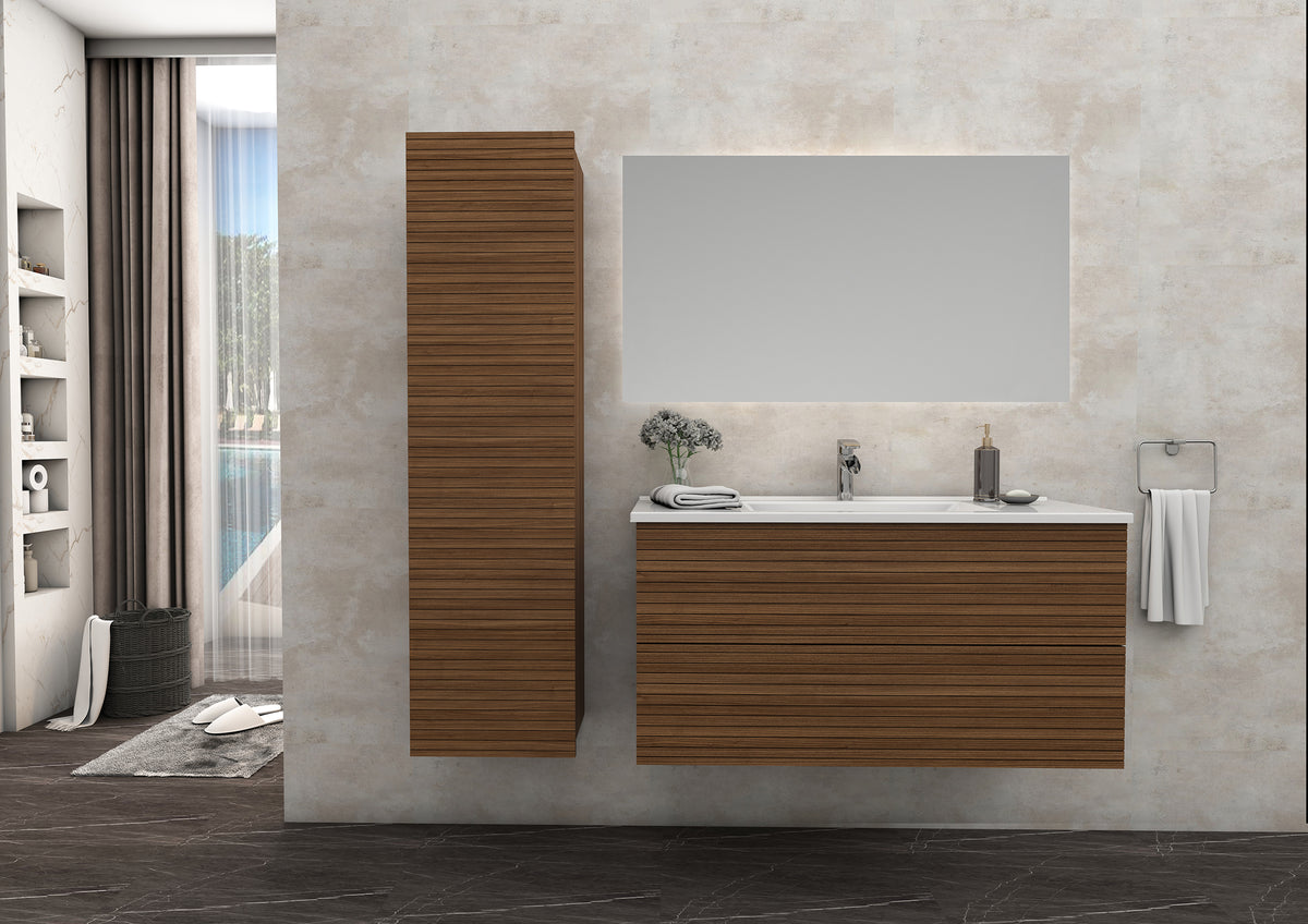 Aloni Elite onderkast met horizontaal reliëf (80cm) - walnoot